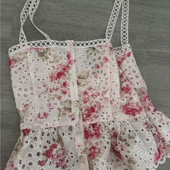 Aqua Pink Floral Eyelet Midi Dress - Picture 2 of 5